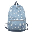 thumbnail image 1 of Blue Nylon Backpack with Star Pattern - Spacious 30x13x45cm, Lightweight 0.36kg, Large Capacity Travel Daypack, 1 of 6