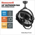 thumbnail image 4 of Honeywell Garage Ceiling Fan, 18” 3 Speed Indoor Outdoor Mount Fan, Matte Black, 4 of 16