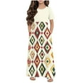 thumbnail image 1 of RXIRUCGD 2025 Vêtements d'Été pour Enfants Robe à Manches Courtes Col Rond avec Poches pour Adultes Jupe Longue Décontractée, 1 of 4