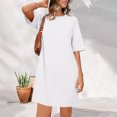 thumbnail image 4 of Bzhegqhd Women's Spring and Summer Fashion Casual Solid Color Dress, 4 of 8