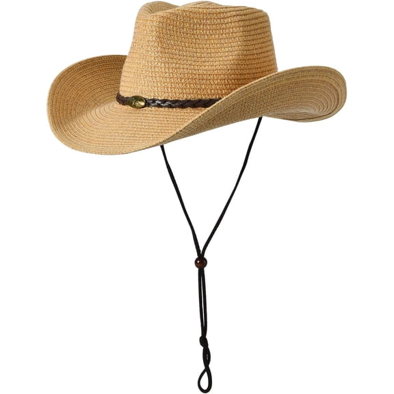 Straw Cowboy Hat for Women Beach Sun Hat for Men Wide Brim Fedora Hat Cowgirl Hats Summer Panama Hat
