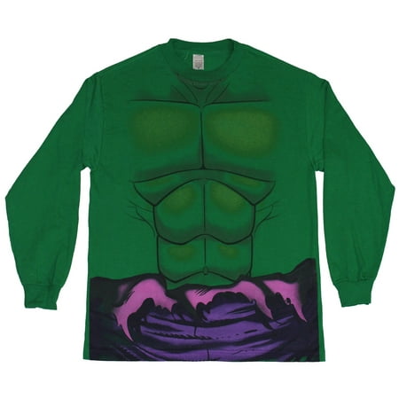 Hulk (Marvel Comics) Mens Long Sleeve T-Shirt - Simple Incredible Panted Costume