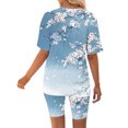 thumbnail image 4 of Blusas para las Mujeres Casual Impreso Cuello en V Manga Corta Blusa Pantalones Cortos, Conjuntos de Ropa para las Mujeres, 4 of 5