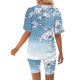 thumbnail image 4 of Blusas para las Mujeres Casual Impreso Cuello en V Manga Corta Blusa Pantalones Cortos, Conjuntos de Ropa para las Mujeres, 4 of 5