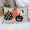 thumbnail image 2 of Homey Cozy Pumpkin Jack O'lantern Halloween Linen Polyester 14"x 20" Rectangular Throw Pillow with Insert, 2 of 5
