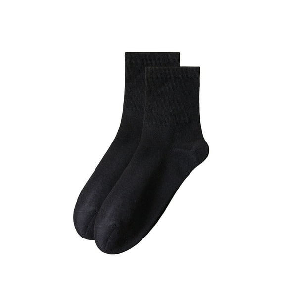 harmtty Cotton Mid-calf Socks 1 Pair Unisex Mid-tube Cotton Socks Solid Color Breathable Stretchy Black