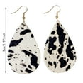 thumbnail image 3 of SUSHANG Cow Earrings New Cow Pattern Animal Leather Earrings Women Round Water Drop Leather Earrings Elegant Leather Pendant Earrings Women Jewelry, 3 of 4