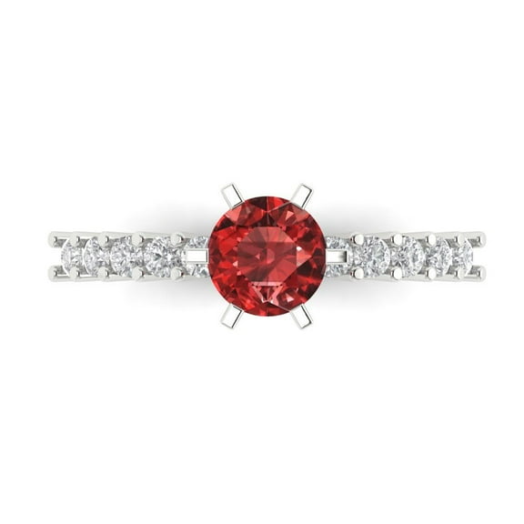 Clara Pucci 14K White Gold 1.05ct Garnet Solitaire with Accents Ring