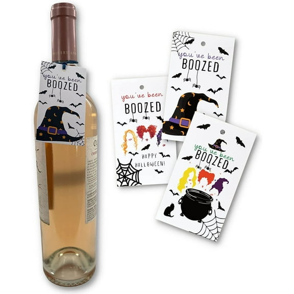 Youve Been Boozed Hang Tags for Halloween Fall Ghost Pumpkin Boo  15 Pack Mix of 3  Holiday Wine Bottle Alcohol Hanger Advertising for Realtors Idea Youve Been booed Game Minimalist 2x3.5