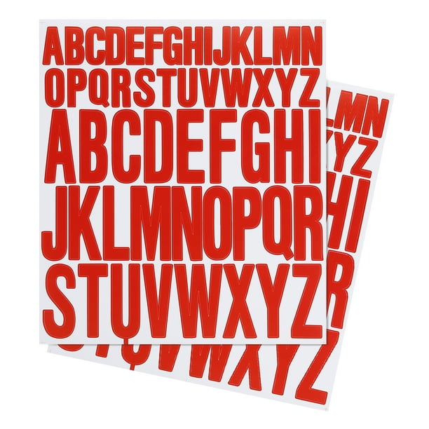 Calcomanías de Letras Uxcell 1 pulgada 2 pulgadas, 12 Hojas de Calcomanías de Letras Adhesivas de Vinilo, Rojo