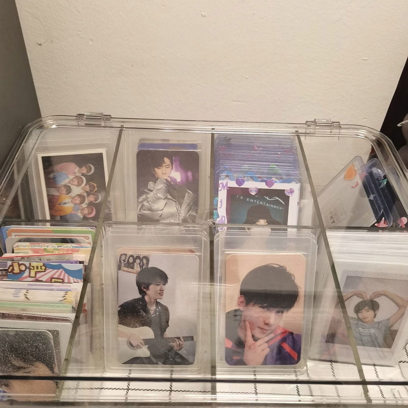 Compartment Flip Box Acrylic Transparent Display Box Blind Box Card Kpop Photocard Storage Box Photo Card Organizer