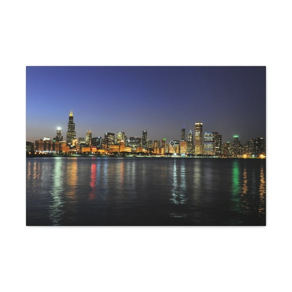 Chicago Night Skyline Canvas Artwork Breathtaking Stunning Cityscape for Home Decor Ready to Hang