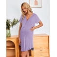thumbnail image 4 of Ekouaer 3 Pack Women' Nightshirt Button Down Nightgown Short Sleeve Sleepshirt V Neck Pajama Dress with Pockets, 4 of 6