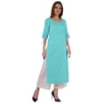 thumbnail image 2 of Bimba Kurti Longue Droite pour Femmes, Tunique à Manches Longues Imprimée, Haut Décontracté d'Été, Kurta Formelle, 2 of 7