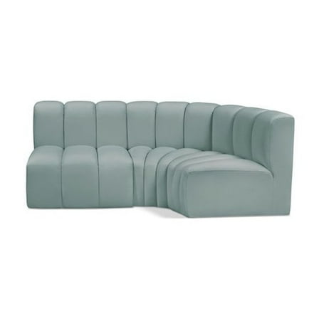Meridian Furniture Arc Mint Green Vegan Leather Modular Sectional