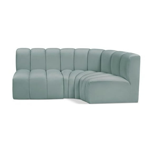 Meridian Furniture Arc Mint Green Vegan Leather Modular Sectional