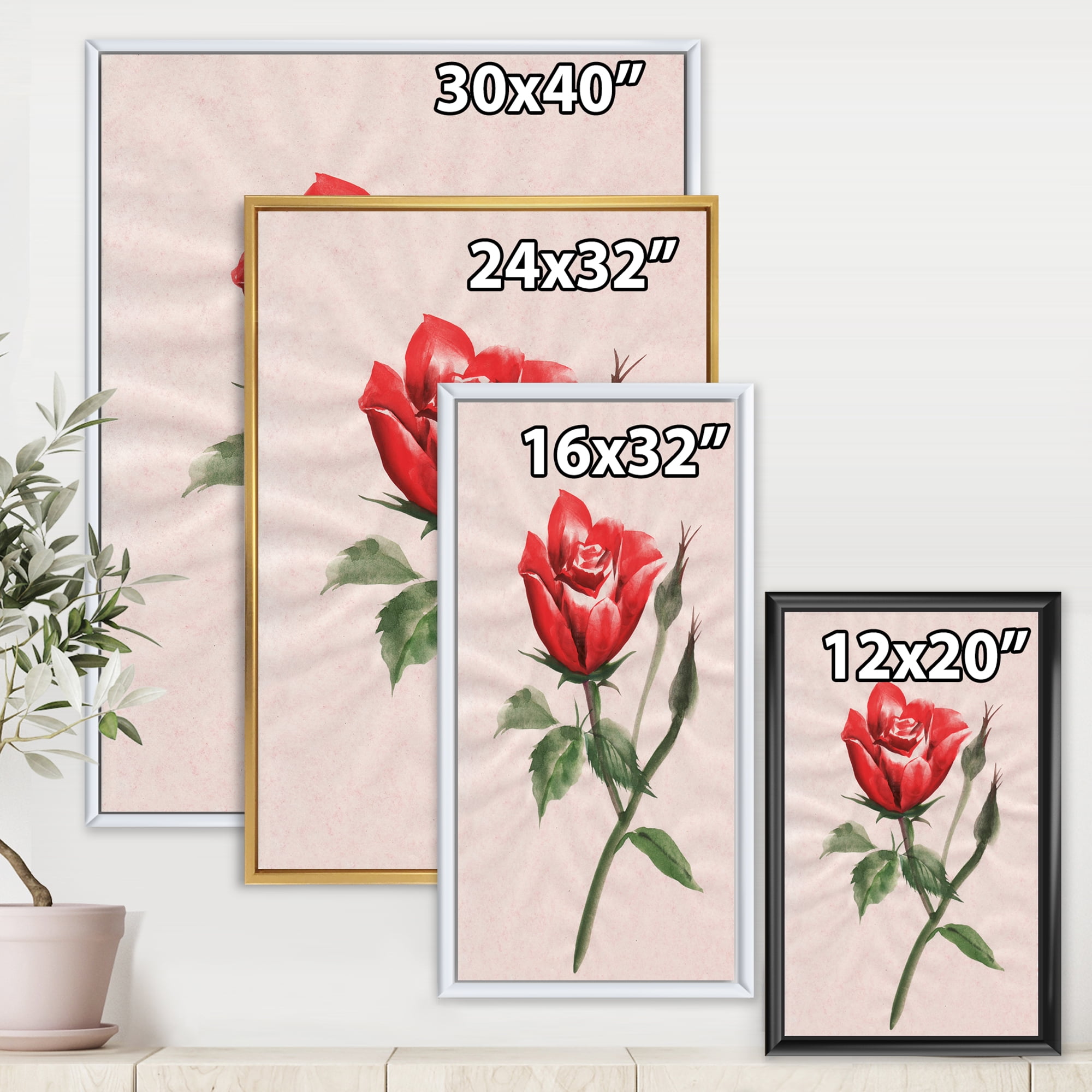 絵画 Red Rose Amazon.com: Canvas Prints Wall Art - Closeup of Red Rose
