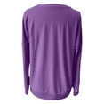 thumbnail image 5 of XIAONU Womens Sweatshrits Boat Neck Long Sleeve Loose Fit Sweatshirt Solid Color Casual Comfy Pullover Sport Top Daily Wear Purple S, 5 of 5
