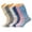 Ecru - Gray - White - Captains Blue - Pink - Light Blue, variant on 6 Pairs Colorful Slouch Knee High Socks with Thin Sole Shoe Size 5 to 10 (Aqua Green - Pink - Limone - Fuchsia - Ecru - Lemon Green)