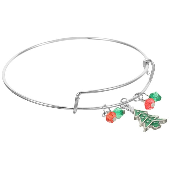 EXHUMKY Stylish Christmas Tree Pendant Bracelet Multi-Alloy Holiday Party Wrist Chain Jewelry 1 Piece