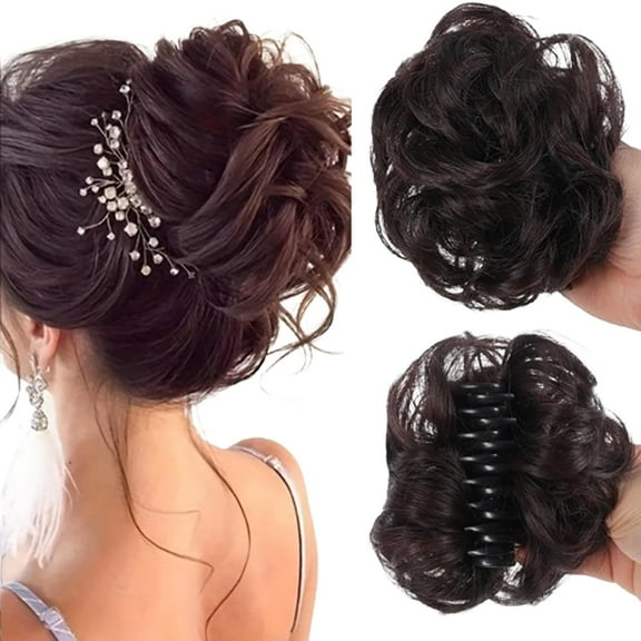 Meetitsneeds Bun Extension Clips, Meetitsneeds Wig Hair Clip Hairpiece, Deaumellos Bun Extension Clips for Women, Claw Clip in Synthetic, Ponytail Hair Extensions for Women