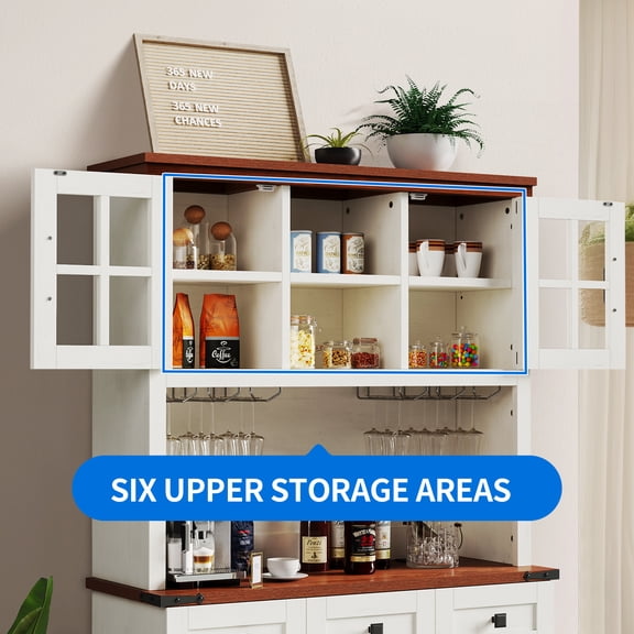 Kitchen Pantry Storage Cabinet with Charging Station, 72" Freestanding Modern Hutch Cabinet with Buffet Cupboard, Microwave Stand and 3 Drawers, White