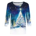 thumbnail image 4 of bnaln Christmas Sweatshirts for Women Xmas Tree Printed 3/4 Length Sleeve Shirts Round Neck Loose Fit Tunic Blouses Plus Size T-Shirt Casual Pullover Tops Xmas Jumpers Holiday Tops, 4 of 4