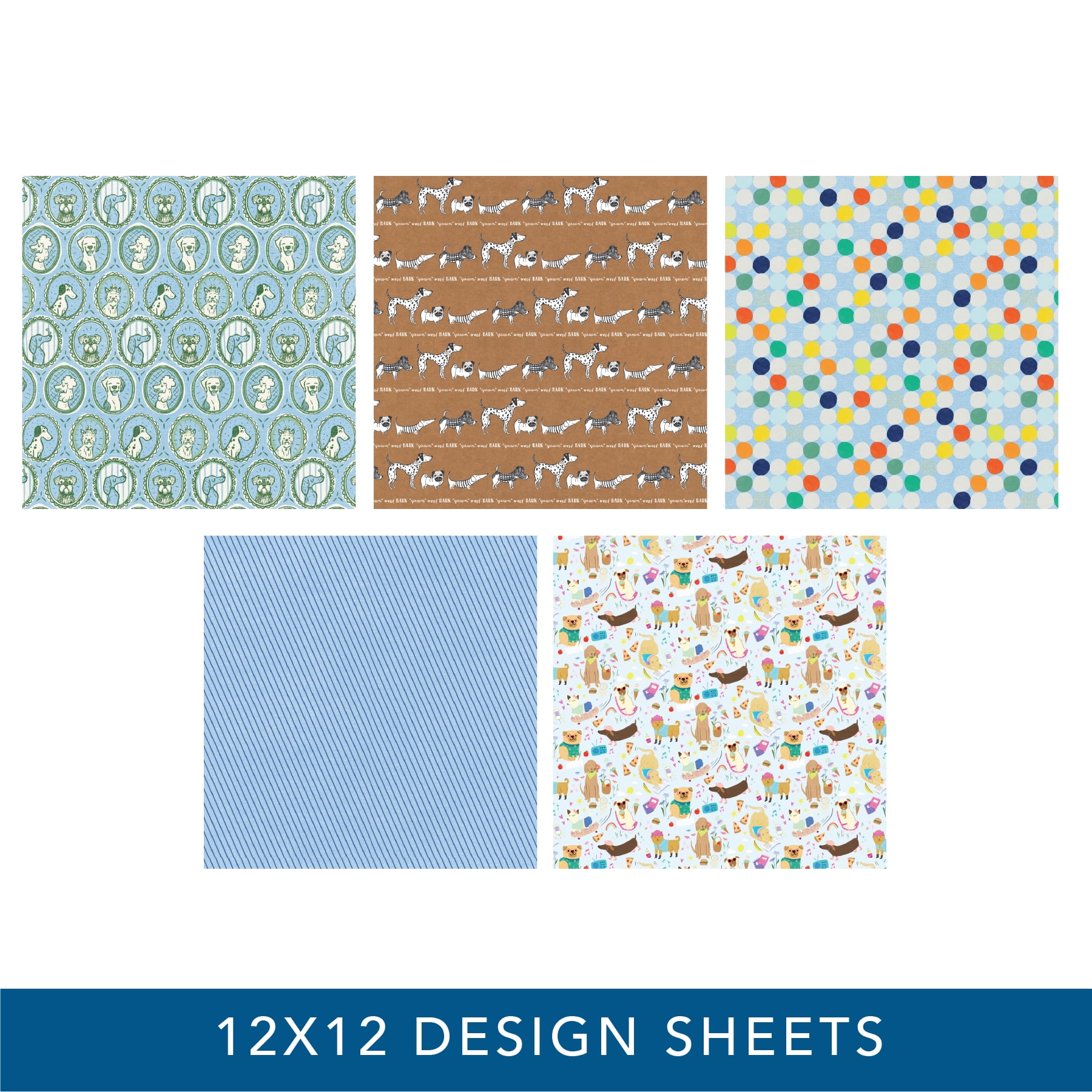 Roobee by Hello Hobby Dogs Paper Pad, Multicolor Design Scrapbook Paper, 50 Sheets, 25 Designs