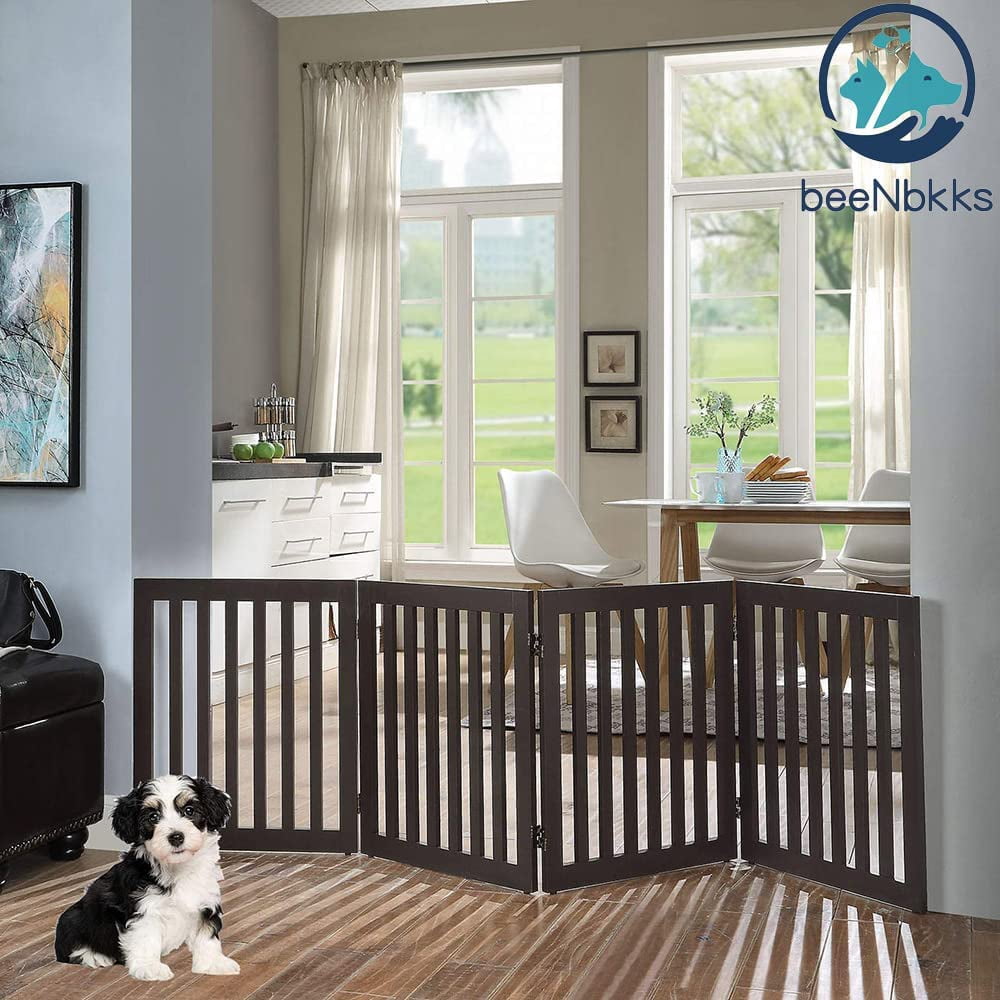 beeNbkks  24 in. High Pet Gate 4 Panels -  Espresso