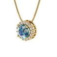thumbnail image 2 of 1.24 ct round cut halo blue moissanite 14k yellow hypoallergenic Solid gold Designer Everyday Affordable Dainty Necklace Pendant + 16" hypoallergenic Solid gold chain, 2 of 6