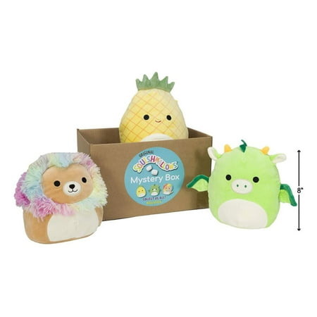 Squishmallow Official Kellytoy Plush 7-8" Plush Mystery Box Three Pack - Styles Will Vary in Surprise 8" Plush Box That Includes Three 8" Plush