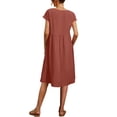 thumbnail image 2 of Vestido midi Zhyaj con cuello redondo y manga corta holgado, túnica de algodón, 2 of 7