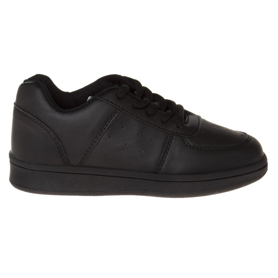 French Toast Kids Lace-up Flat Heel Faux Leather Sneakers - Size 1, Black