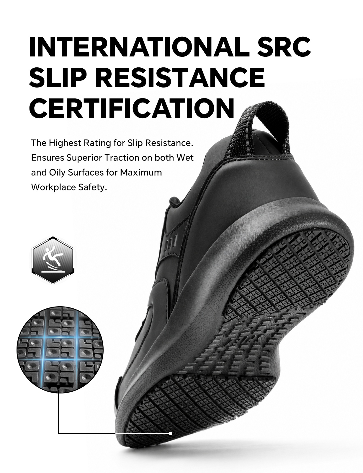 SPIEZ Men's Slip Resistant Work Shoes, Black photo 3