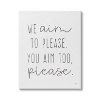Stupell Aim To Please Funny Bathroom Phrase Typography Painting Gallery Wrapped Canvas Print Wall Art