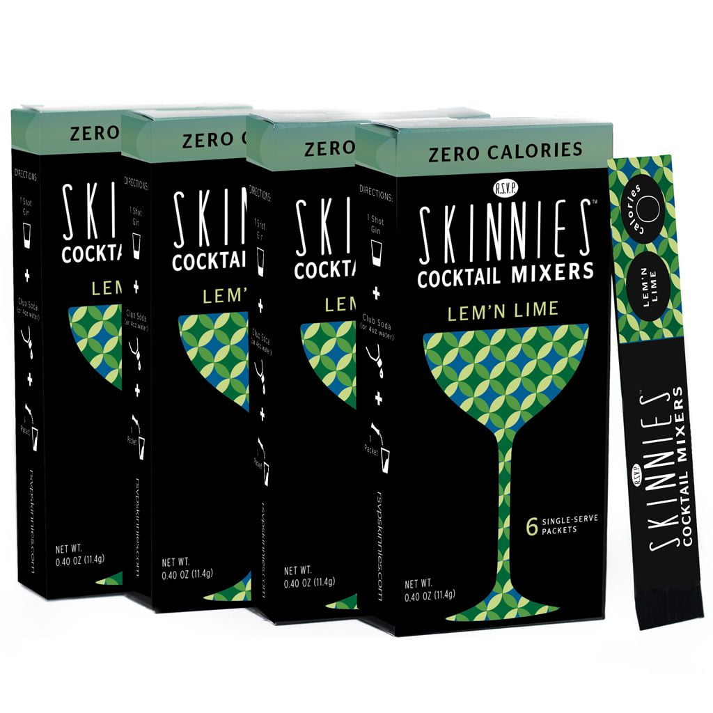 RSVP Skinnies Sour Mix Lemon Lime 0 Sugar Cocktail Mixer (4 Boxes
