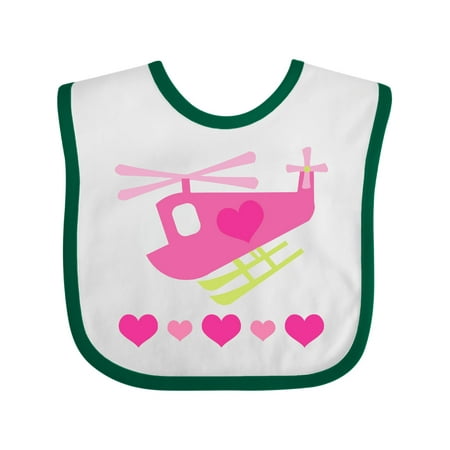 

Inktastic Valentine Pink Heart Helicopter Gift Baby Boy or Baby Girl Bib