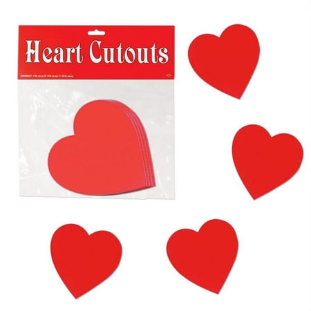 Club Pack of 240 Red Valentine Heart Cutout Decorations 4"