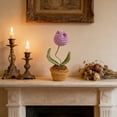 thumbnail image 4 of Maceta Artificial De Ganchillo, Flores Artificiales Tejidas, Flores Decorativas En Maceta, Decoración Para El Coche Y El Escritorio Del Hogar, Idea De Recuerdo De Primavera, Morado, 4 of 8