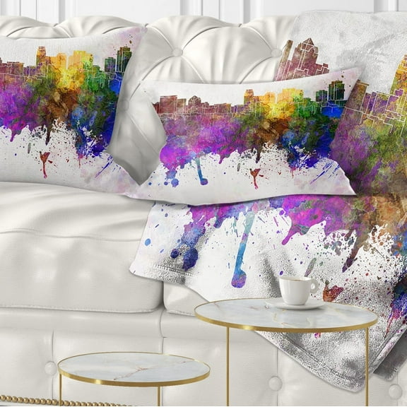 Designart Salt Lake City Skyline - Cityscape Throw Pillow - 12x20