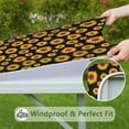 thumbnail image 6 of Black Small Sunflower Pattern Square Fitted Tablecloth with Elastic Edge,Square Table Cover,Washable Elastic Table Cover for Home Kitchen Party Decor 34"x34", 6 of 6