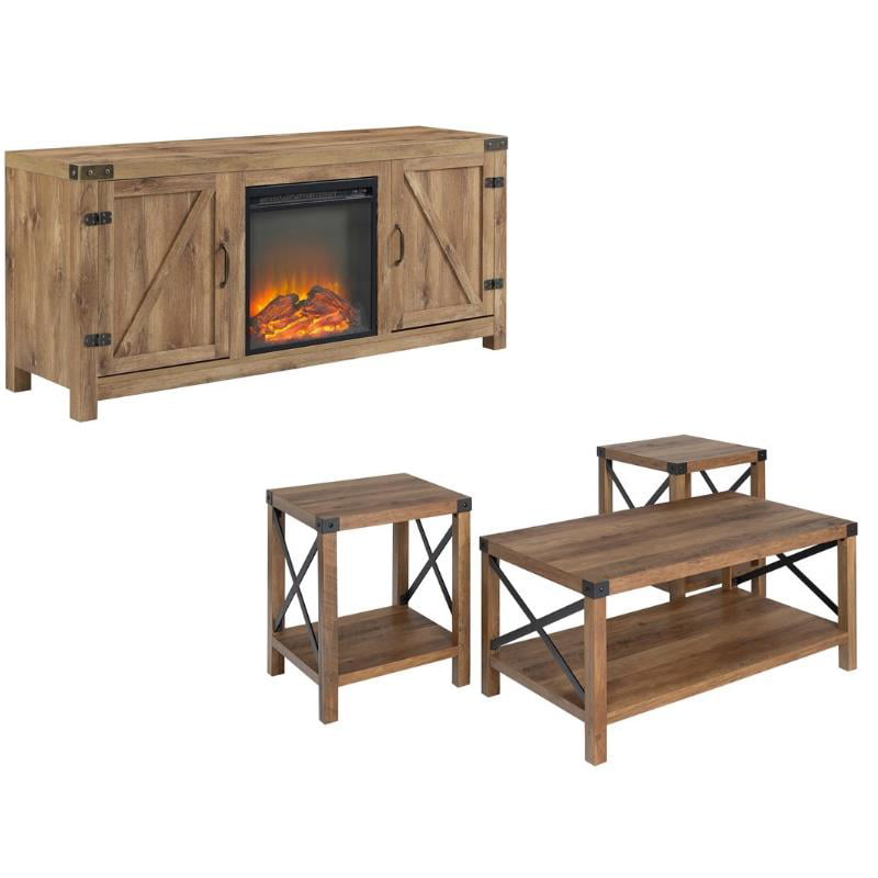Farmhouse Fireplace Tv Stand With, Do End Tables Have To Match Tv Stand