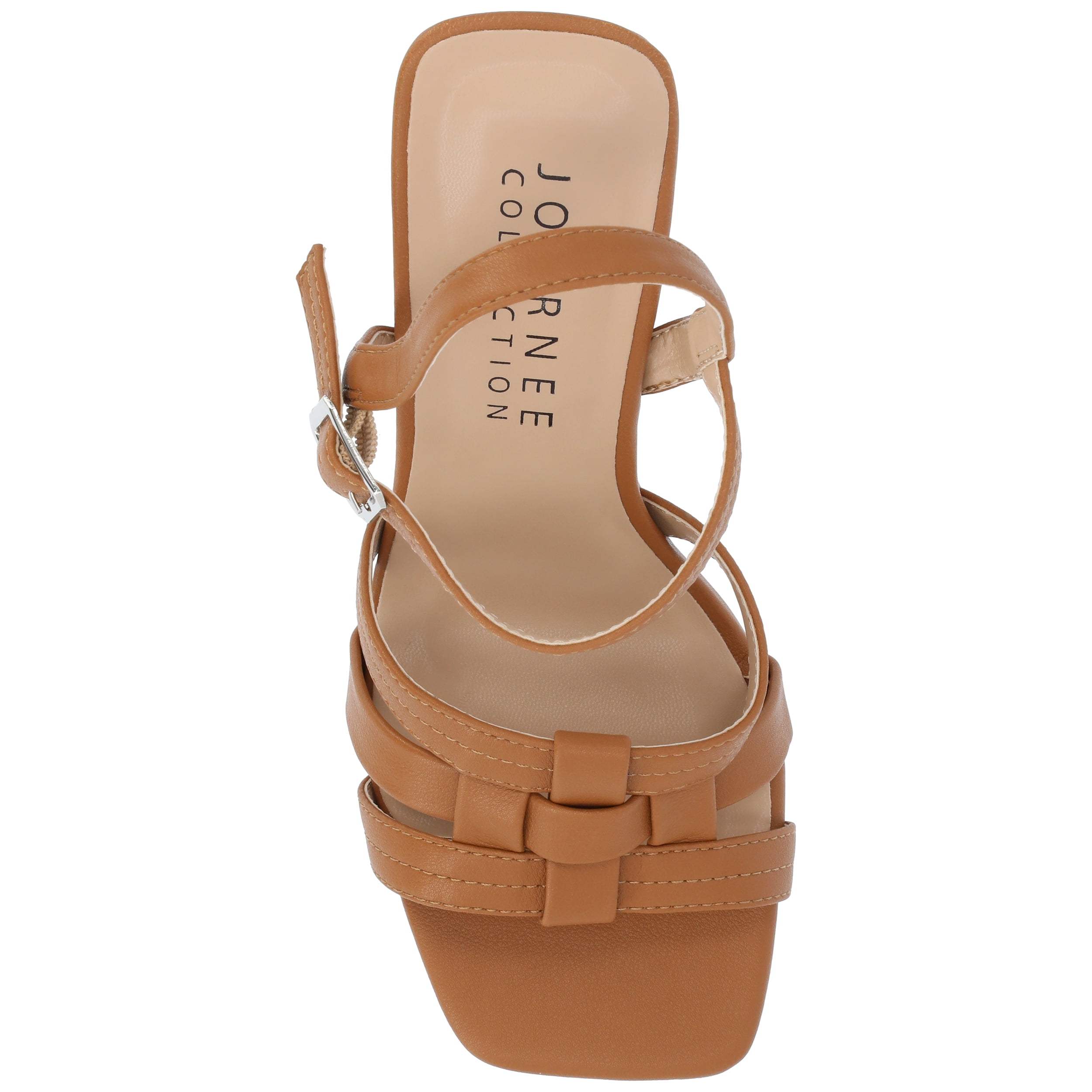 Journee Womens Gibssen Ankle Strap Covered Block Heel Sandals