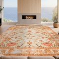 thumbnail image 2 of Design&I 8'x10' Washable Area Rug Boho Distressed Vine Geometric Border Southwestern Stripe Motif for King Size Bedroom, Under Bed, Sleek Flatweave Pet Friendly, 2 of 7