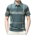 thumbnail image 2 of POTETI Short Sleeve Mens Polo Shirt Collared Casual Shirts Loose Striped Summer Tops, 2 of 3