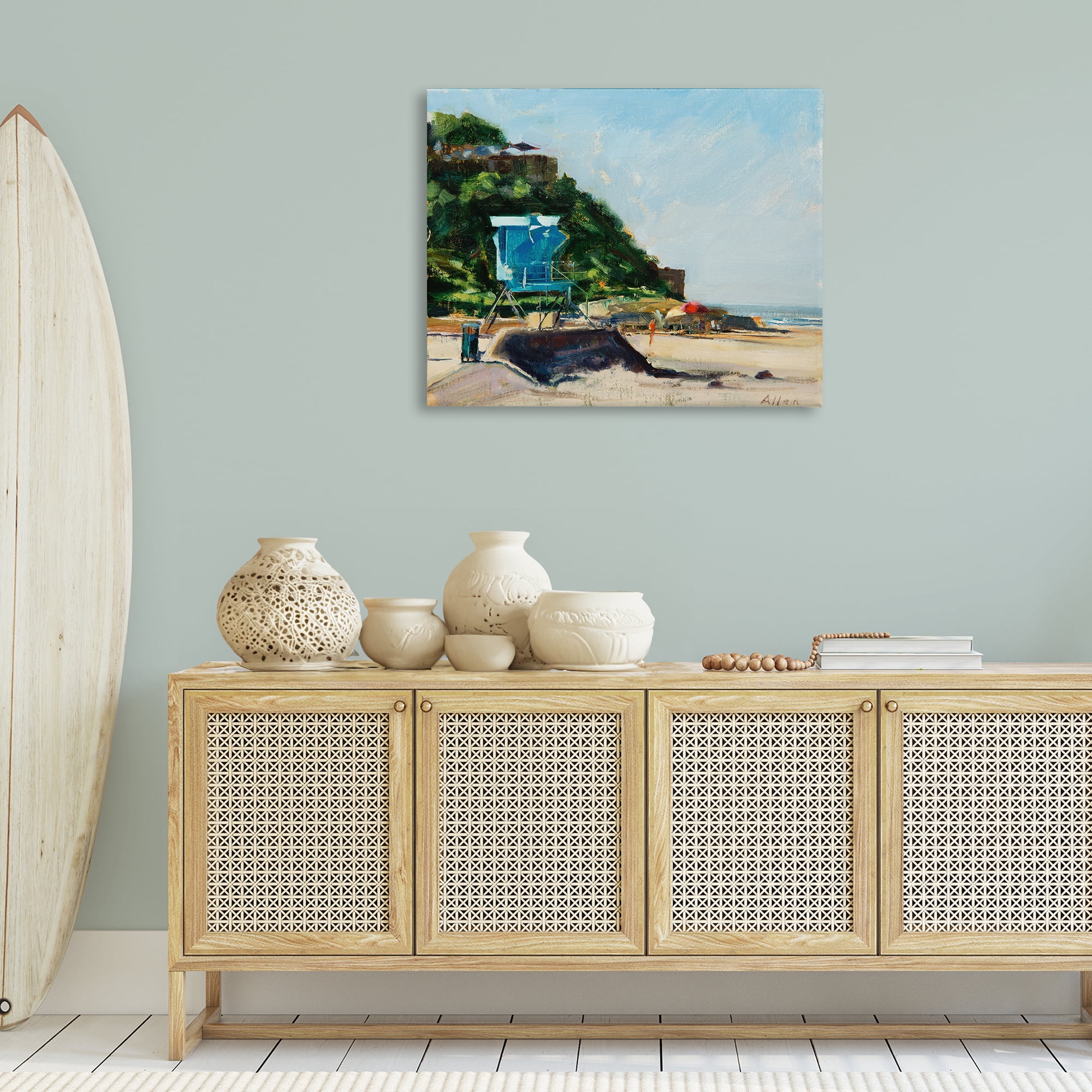 Stupell Industries Beach Guard Tower Landscape & Nature Painting Wrapped Canvas Art Print Wall Art, 40 x 30