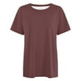 thumbnail image 3 of T Shirts for Women 2025 Solid Color Short Sleeve Crewneck Loose Fit Casual Plain Basic Tshirt Womens T Shirts, 3 of 5