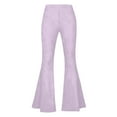 thumbnail image 7 of QATAINLAV Flared Leggings for Women High Waisted Tummy Control Yoga Pants Solid Color Casual Workout Bell Bottoms Trousers, Pink, XXL, 7 of 7