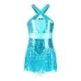 thumbnail image 1 of Raenseen Costume de Danse Jazz Rumba Samba pour Filles Enfants Robe de Danse Latine à Paillettes Ourlet à Franges Bleu Ciel 12, 1 of 7