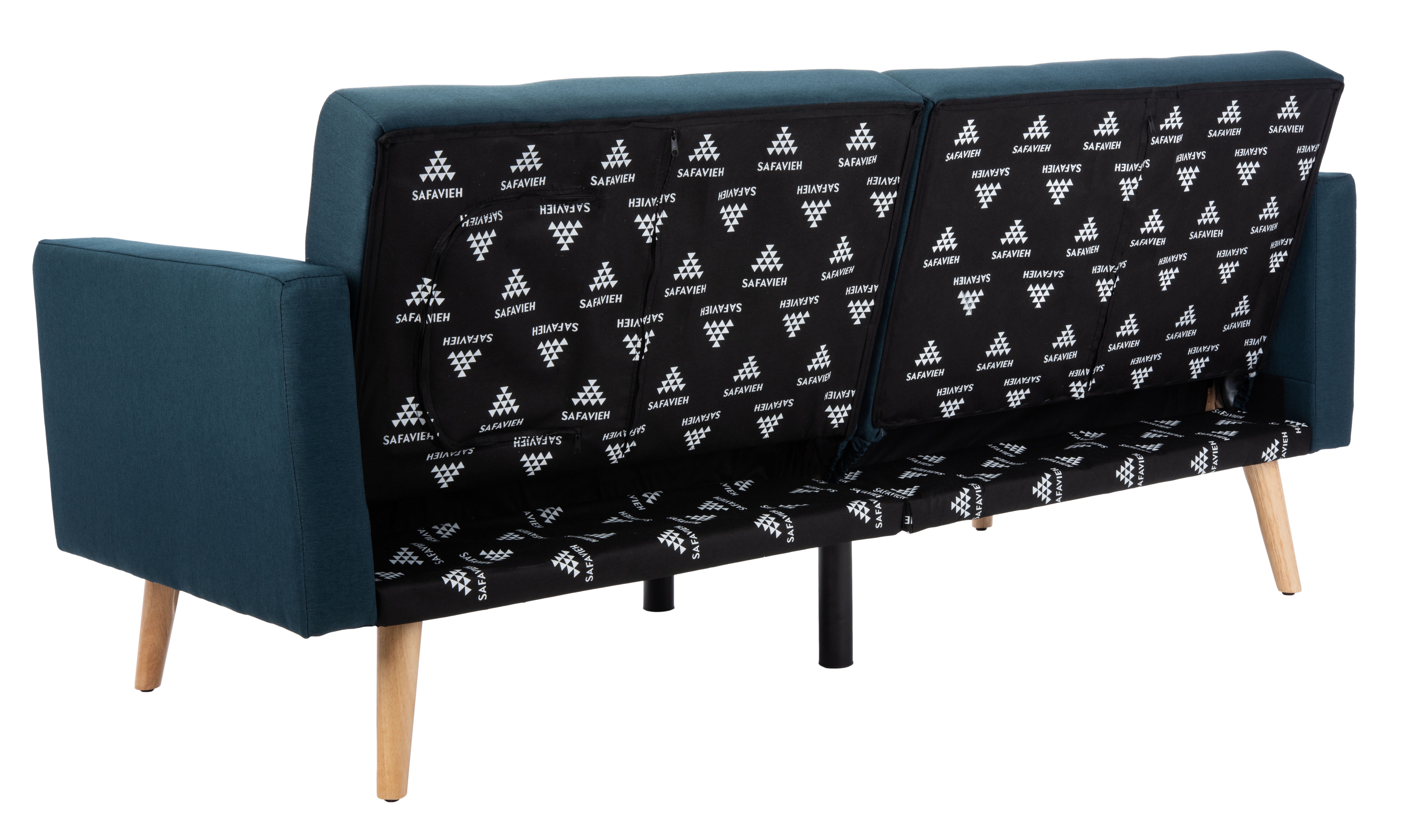 Safavieh Murray Mid-Century Foldable Futon Bed, Navy/Natural